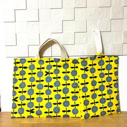 入園入学　ハンドメイド　レッスンバッグ　上履き入れ　イエロー×ヒッコリー　帆布 黄（イエロー） レッスンバッグ のおすすめ人気通販｜Creema