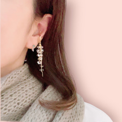 ビーズが煌めく星降る夜のイヤーカフ（片耳用） ～　Starry Night ear-cuff 11枚目の画像