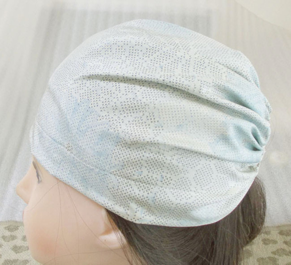 短く小さい 難有 難隠し 帽子 23*49㌢ 花染 紬 キャップ 室内帽子