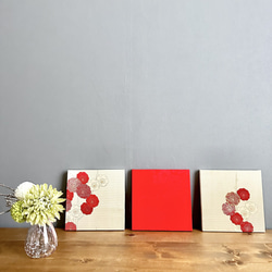 着物のファブリックパネル　輝く紅白の梅（3枚セット）　着物リメイク　インテリア　古民家　ひなまつり　壁飾り　ギフト　日本 11枚目の画像