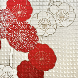 着物のファブリックパネル　輝く紅白の梅（3枚セット）　着物リメイク　インテリア　古民家　ひなまつり　壁飾り　ギフト　日本 8枚目の画像