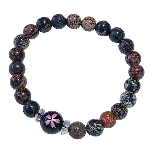 悪縁を絶つ】フラワーオブシディアン＆桜掘りオニキス 天然石