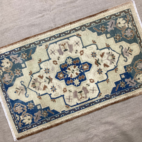 手織りトルコ絨毯　ビンテージ 手織りトルコ絨毯 91x54cm ヴィンテージラグ カーペット・絨毯