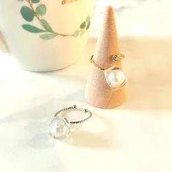 パールを閉じ込めた氷のフォークリング　～ ice cube pearl ring ～ 1枚目の画像