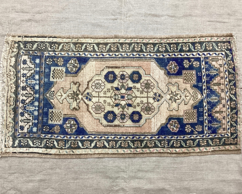 手織りトルコ絨毯 105x55cm ヴィンテージラグ カーペット・絨毯・ラグ