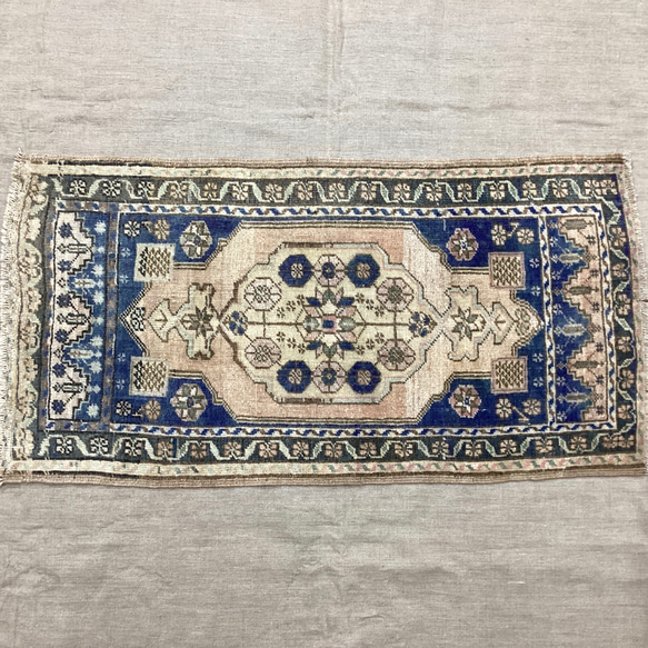 手織りトルコ絨毯 91x49cm ヴィンテージ ラグ カーペット・絨毯