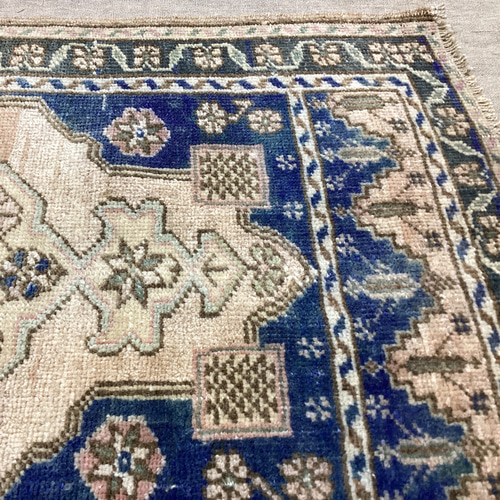 手織りトルコ絨毯 91x49cm ヴィンテージ ラグ カーペット・絨毯