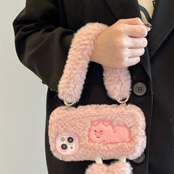 オリジナルスマホケース　ストラップ付き　もふもふ　ワニ　iPhoneケース 　かわいい 10枚目の画像