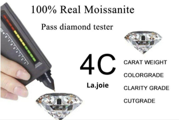 最高品質 モアサナイト ブルーグリーン 人工ダイヤ ハーフエタニティリング　16.5号 8枚目の画像