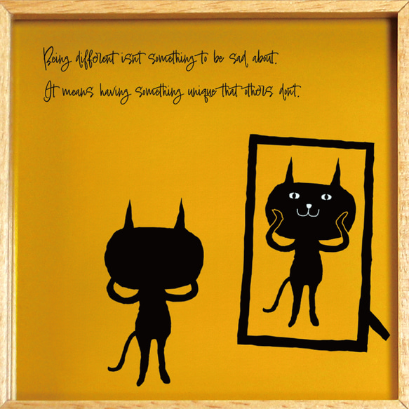 【額付き】 北欧　ネコ　猫　絵　絵画　アート　ポスター　黒猫　イラスト　グッズ　猫モチーフ　雑貨「ねこのひげ　0017」 6枚目の画像