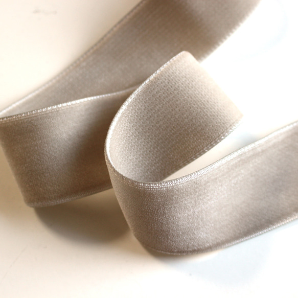 ベロアリボン【日本製/両面】3・6・9・12・18・24・36・48mm幅★CO6900ベルベット/293グレージュ 6枚目の画像
