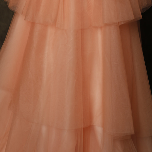 送料無料！ウェディングドレス ベアトップ チュールスカート オレンジ  
