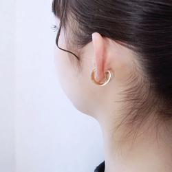 [單耳耳夾]「磨損」黃銅製成*相容雙耳規格 Nuance 耳夾無性別[一隻耳朵用] 第4張的照片