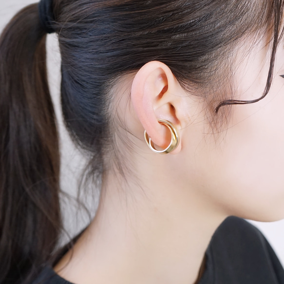 [單耳耳夾]「磨損」黃銅製成*相容雙耳規格 Nuance 耳夾無性別[一隻耳朵用] 第2張的照片