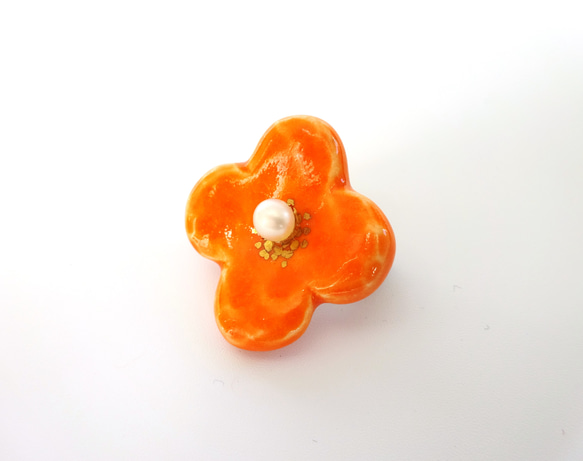 小さな花のbroach（オレンジ） 4枚目の画像