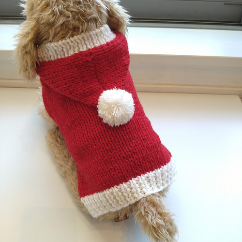 犬服 ハンドメイド セーター 手編み レッド＆ホワイト クリスマス