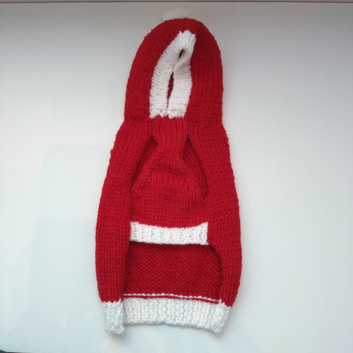 犬服 ハンドメイド セーター 手編み レッド＆ホワイト クリスマス