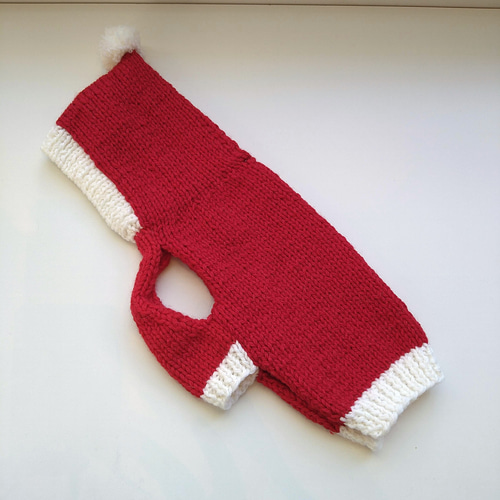犬服 ハンドメイド セーター 手編み レッド＆ホワイト クリスマス