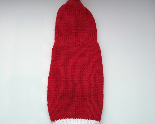 犬服 ハンドメイド セーター 手編み レッド＆ホワイト クリスマス