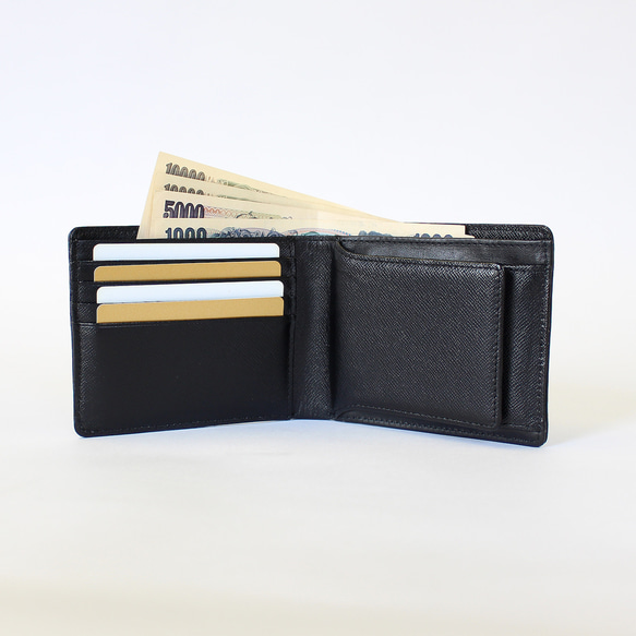 リアルカーボンとレザー 二つ折り財布 日本製 10%オフ 2枚目の画像