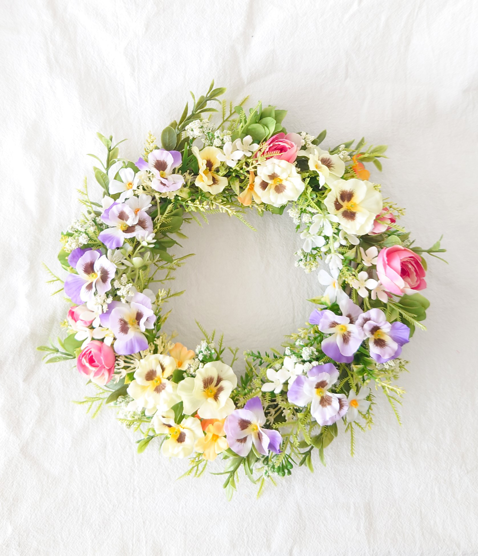 パンジーいっぱい！春の野原リース 　★ラッピング無料★ 4,420円