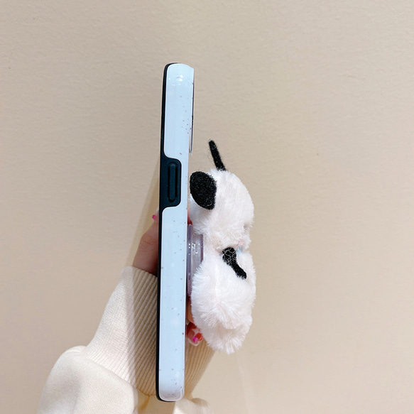 iPhoneケース　モフモフ　スタンド機能　可愛い　犬　多機種対応　大人気　ワンチャン 6枚目の画像