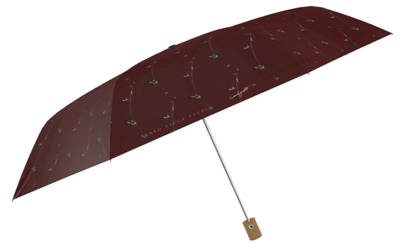【受注生産】ワンタッチ式自動開き折り畳み傘　オリーブ（バック赤茶） 7枚目の画像
