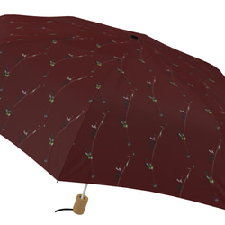 【受注生産】ワンタッチ式自動開き折り畳み傘　オリーブ（バック赤茶） 5枚目の画像