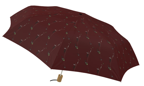 【受注生産】ワンタッチ式自動開き折り畳み傘　オリーブ（バック赤茶） 5枚目の画像