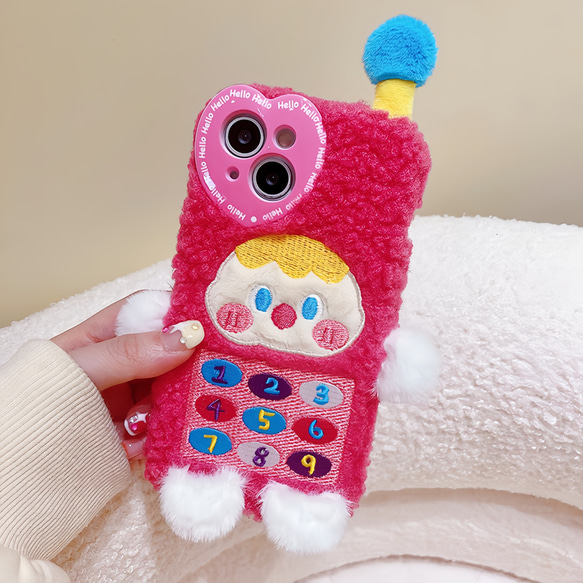 iPhoneケース　ふわふわ　携帯　刺繍　可愛い　面白い　大人気 4枚目の画像