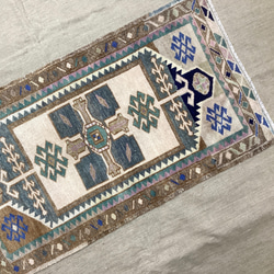 手織りトルコ絨毯 97x53cm ヴィンテージラグ 1枚目の画像