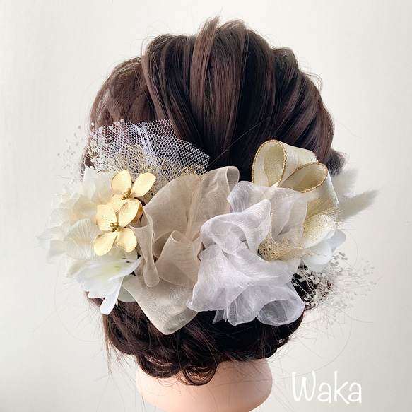 【リボンアレンジ】卒業式・結婚式・成人式・振袖・袴・ヘアアクセサリー・ヘッドパーツパーツ/077 1枚目の画像