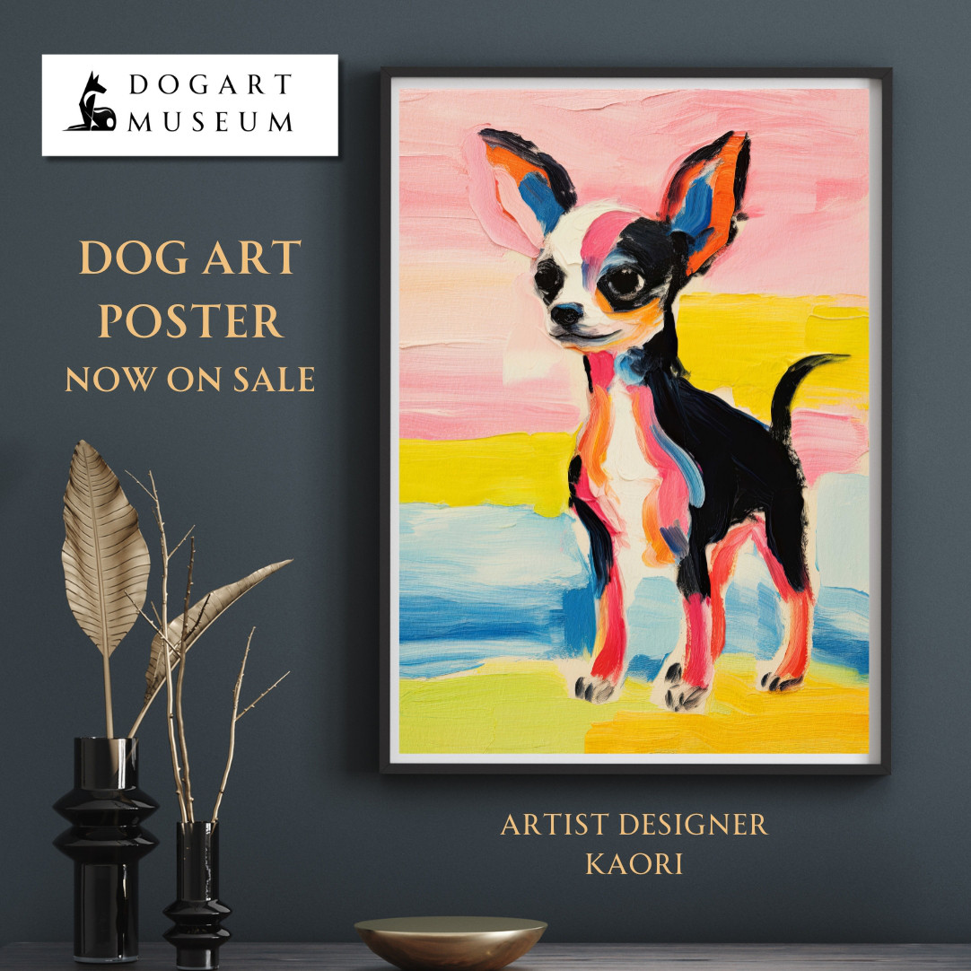 「三日月」｜絵画 原画 抽象画 動物画 イラスト アート 犬の絵 抽象画 原画 アート 「三日月」｜絵画 イラスト 犬の絵 動物画