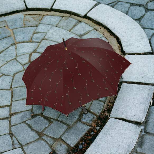 【受注生産】オリーブの錆茶の雨傘　 2枚目の画像