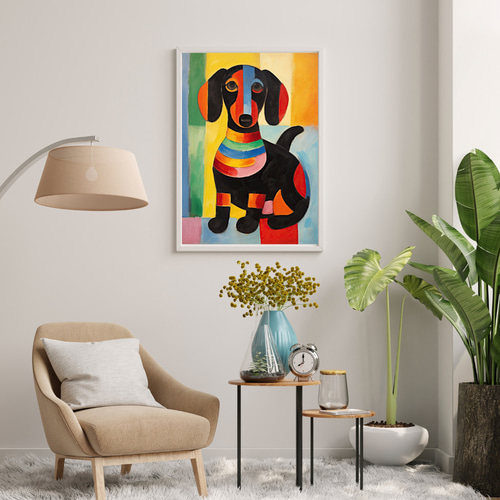 マイフレンド - ダックスフンド犬 No.3】抽象画 アートポスター 犬の絵