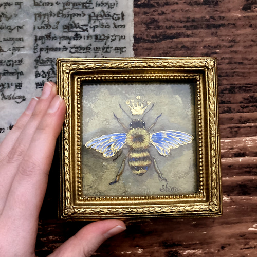 ミツバチの小さな絵 -女王蜂①- /原画 アンティーク インテリアアート