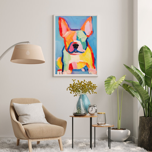 マイフレンド - フレンチブルドッグ犬 No.1】抽象画 アートポスター 犬