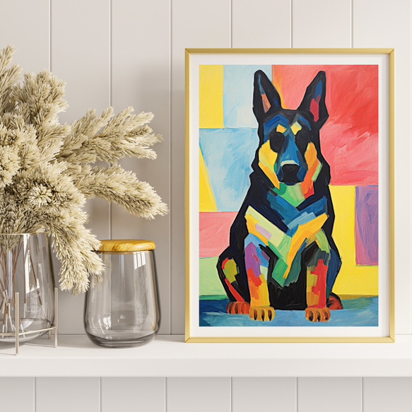 【マイフレンド - ジャーマンシェパード犬 No.1】抽象画 アートポスター 犬の絵 犬の絵画 犬のイラスト 8枚目の画像