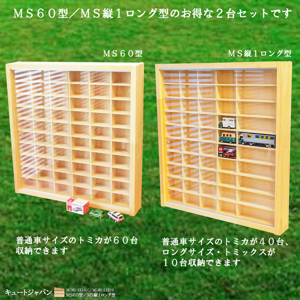 トミカ収納ケースMS60型／MS縦1ロング型 アクリル障子付 日本製 