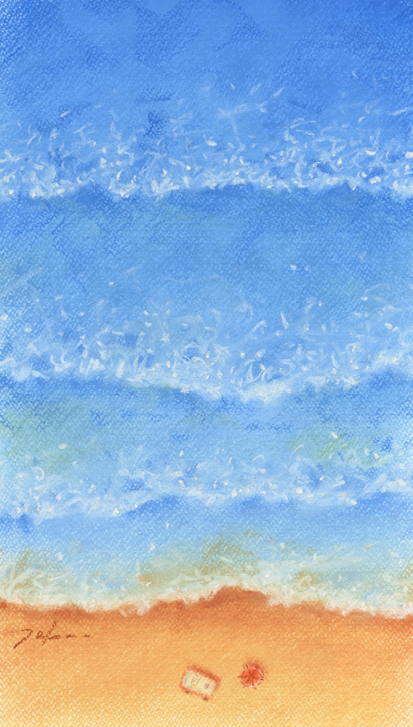 海（パステル画・マット紙付き） 2枚目の画像
