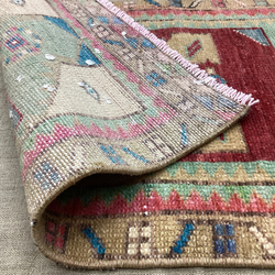 手織りトルコ絨毯 78x49cm ヴィンテージラグ 9枚目の画像