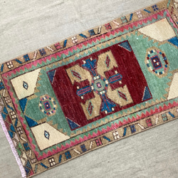 手織りトルコ絨毯 78x49cm ヴィンテージラグ 1枚目の画像