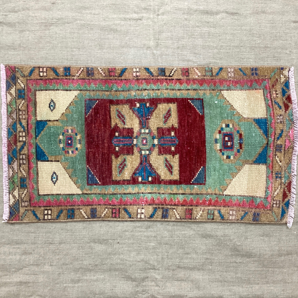 手織りトルコ絨毯 78x49cm ヴィンテージラグ 3枚目の画像