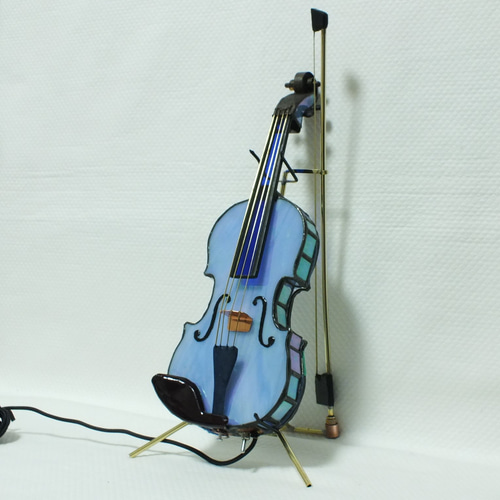 バイオリン;ステンドグラス作品 ver.7 LEDを組み込んだ バイオリン;ステンドグラス作品 ver.7 LEDを組み込んだ
