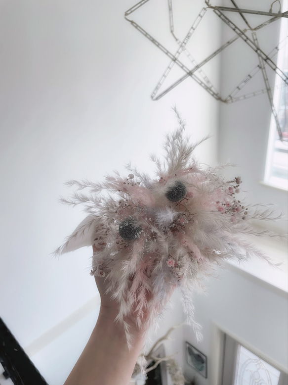 flying wreath " fluffy " フライングリース パンパスグラス ドライフラワーリース 吊り下げリース 15枚目の画像