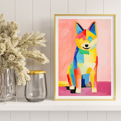 「三日月」｜絵画 原画 抽象画 動物画 イラスト アート 犬の絵 443eaa492cbe52f1f23f47cfaf0010