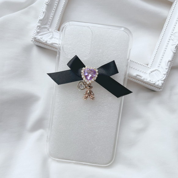 スマホケースで推し活♡センターパーツ付き リボン iPhoneケース