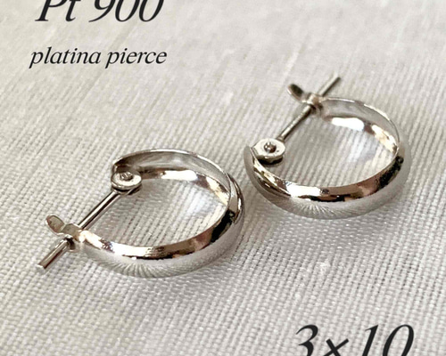 プラチナ【3×10mm 月甲フープピアス】Pt900刻印入 日本製 ペア ピアス