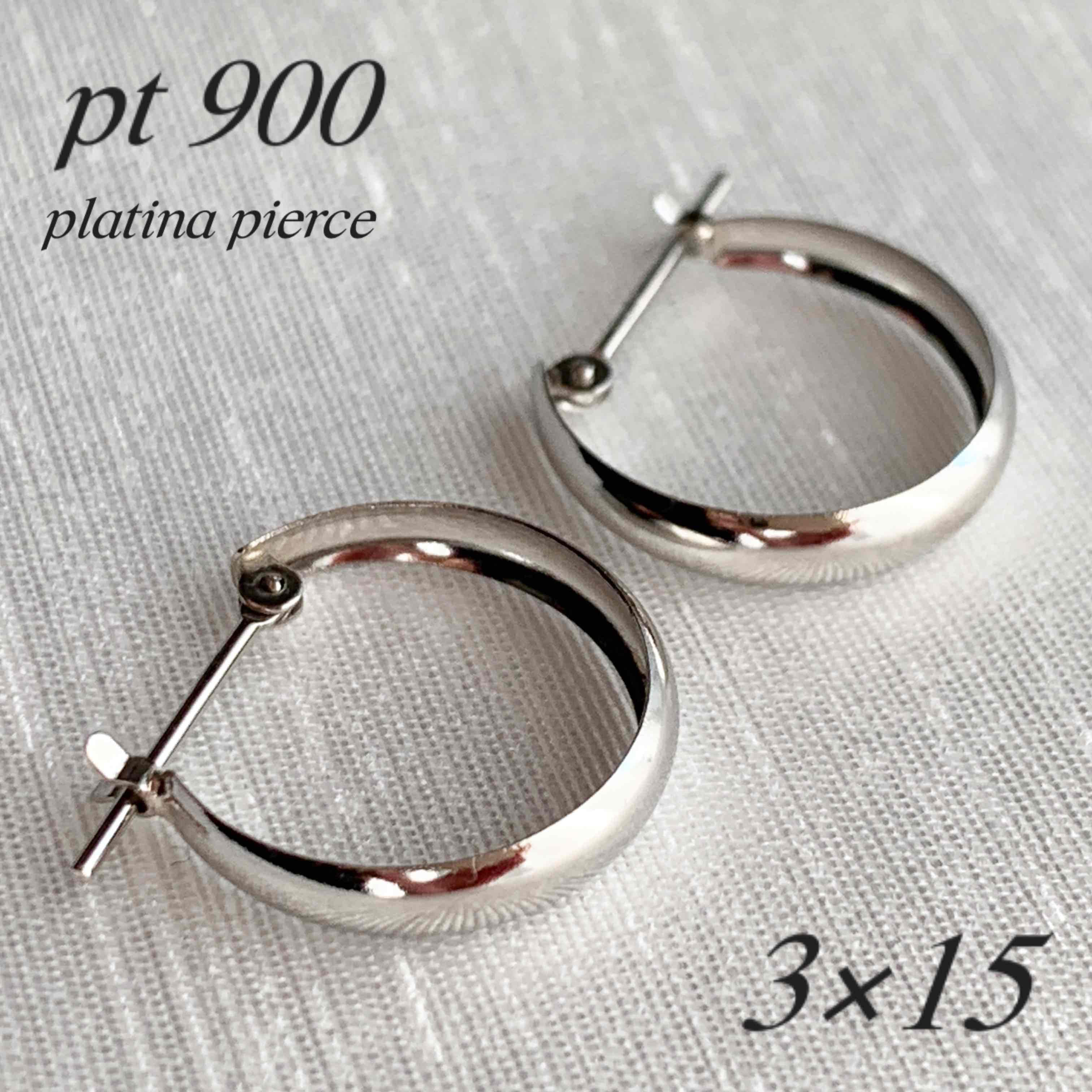 地金＊プラチナ【3×15mm 月甲フープピアス】Pt900刻印入 日本製 ペア 