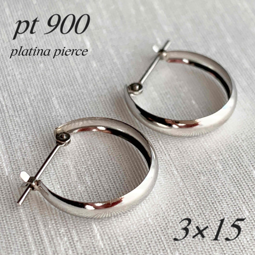 地金＊プラチナ【3×15mm 月甲フープピアス】Pt900刻印入 日本製 ペア 